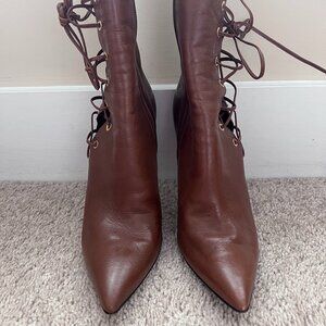 Vero Cuoio LeatherLaceUp Stiletto Ankle Bootie